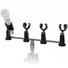 Musiin 마이크 마운트 표준 스레드가 있는 4개의 마이크 장착 바 쌍 대부분의 마이크 스탠드 및 붐 암에 적합 스튜디오 녹음 합창단 리허설 팟캐스트 및 라이브 공연, 1-to-4 Microphone clip