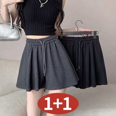 여성 여름 1+1 초특가 심플 단색 밴딩 스포티 스트링 포켓 캐주얼 트레이닝 치마 반바지