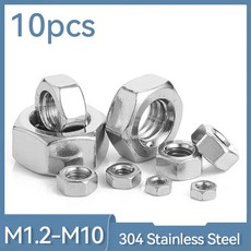 10 개/몫 M2 M2.5 M3 M10 304 육각 M6 육각형 M5 M4 M3.5 너트 M8 스틸 스테인레스, 엠4