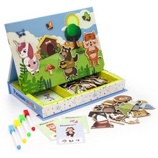 PicassoTiles 마그네틱 동물 퍼즐 112pcs STEM 교육 완구
