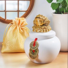 wonderful live 두꺼비 소금 단지 신발장 현관 재물 풍수 항아리 풍수지리 액막이, 백색 소금단지 세트