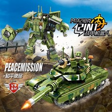 台灣熱賣 小魯班軍事系列0679合體輪式突擊車玩具禮物, 1個, 變形突擊坦克機甲379片