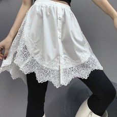假兩件襯衫下擺 蕾絲拼接設計感半身裙 韓系秋冬時尚內搭
