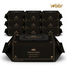 82g고평량 시그니앙 블랙라벨 10팩 캡형 엠보 70매 아기물티슈, 82g