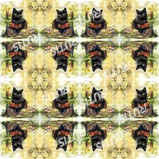 蝶古巴特拼貼餐巾紙 可愛黑貓圖案, 1個, 33x33 16小圖, 16