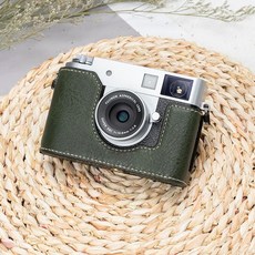 필름 x half 가죽 하프케이스 카메라 포함 스트랩 보호 케이스, N. 후지 XHALF 녹색 보호 케이스