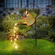 태양 정원 조명 주전자 행운 구리 연철 중공 실내 발코니 풍경 빌라, 1개, 행운의구리동전은항상밝게빛납니다