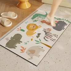 可愛卡通浴室地墊 吸水防滑腳墊, JP繽紛動物園,40*60, 1個