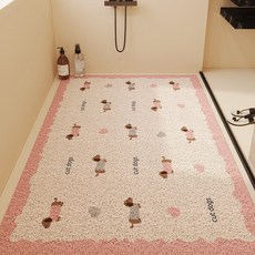 浴室防滑墊 鏤空絲圈瀝水腳墊 淋浴房兒童洗澡排水墊 衛生間排水地墊, 1個, 臘腸狗多多,40*60cm（鏤空絲圈）