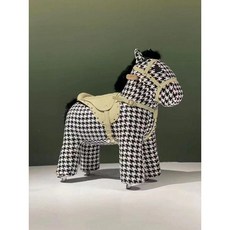 흔들목마 놀이기구 말타기 승마 놀이 기구 어린이 흔들말, 17 검정/흰색 풀리/흔들의자, 1개
