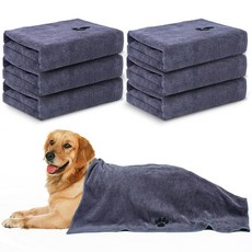 개 건조용 WOUSEDO 마이크로파이버 타월 40인치 X 23 6인치 흡수력이 뛰어나고 부드러운 애완동물 그루밍 개를 위한 완벽한 샤워 및 목욕 용품 2팩 그레이, 6-Pack Grey