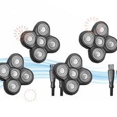 Carreuty 카레우티 차량용 면도기 5중날 면도날 교체 헤드 2개입 - 범용 헤드 솔 포함 탈모 남성용 M0 2개