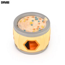 QRU 多功能兒童鼓6個月寶寶手拍鼓拍拍鼓0-3歲音樂玩具益智兒童樂器, 1個, 黃色(英文彩盒)