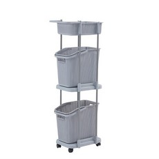 이동식빨래바구니 수납형(싱글) 다용도바구니 분리수거함, 02.수납형(싱글)/3단(아이보리) MW-S03, [0006]02.수납형(싱글) 3단(아이보리) MW-S