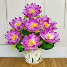 조화 화분 신당꽃 법당 신당 불당 45cm 거실 수련, 크리스탈연꽃보라+대구멍화분