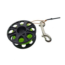 다이빙 릴 밀도 30M 나일론 로프와 스테인레스 스틸 더블 엔드 스냅 클립 스쿠버 다이빙 스풀이 있는 다이빙 핑거, 녹색, PP