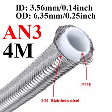 1-6M AN4 4AN 나일론 스테인레스 스틸 브레이드 PTFE 레이싱 호스 E85 연료 오일 쿨러 라인 파이프 스위블, 4)4M AN8 SS Hose