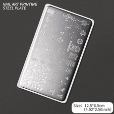 네일 템플릿 꽃 잎 스탬핑 플레이트 이미지 전송 기하학적 스테인레스 스틸 스텐실 아트 몰드 도구, 옵션54) TL-SPV035, 1개