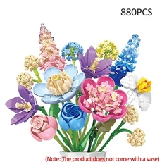 3D 꽃 현실적인 호접란 빌딩 블록 장난감 화분 디스플레이 탁상용 가정 장식 화려한 인테리어 소녀를위, 01 in bag, 02 Bouquet No Bottle