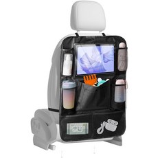 짐시 자동차 차량용 뒷좌석 정리함 매트 보호대 포켓과 투명 태블릿 홀더 범용 방수 로드 트립 필수품 보관 용품 1PC