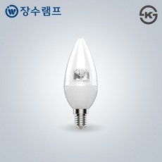 장수램프 LED 전구 촛대구 투명 등기구 E17 5W, 주광색, 2개