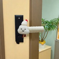 OFFCURVE 귀여운 모양 문손잡이 커버 도어 핸들 보호 커버 충돌 및 정전기 방지, 산타 모자 구름