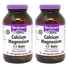 Bluebonnet 鈣鎂植物膠囊 無麩質 無糖, 180顆, 2罐