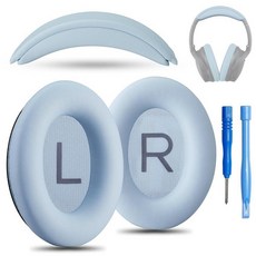 AHG Accessory House Global 교체용 QC 이어 패드 및 헤드밴드 패드 키트 쿠션. Bose QuietComfort (2023) QC45 QCSE QC35 I, AHG-QC-2023-MOONSTONE-BLUE-COM