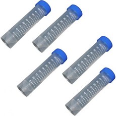 50ml 플라스틱 원심분리 튜브 5개 투명 플라스틱 눈금 바이알 파란색 나사 캡이 있는 보관 용기 테스트 튜브 냉장 보관용 원뿔형 하단 스탠딩 바이알 5개, 50ml 플라스틱 원심분리 튜브 5개 투명 플라스틱 눈
