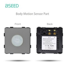 BSEED 벽 조명 기능 TV 소켓 패널 유리 부품 스위치 CAT5 EU 콘센트 전원 DIY 회색 USB, 220V용, Sensor Part