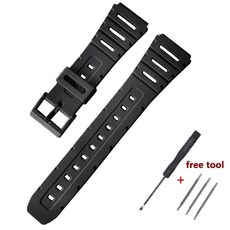 호환 부품 카시오 W-720 W-722 W-741 WL-100 CA-53 CA-61 용 실리콘 시계 스트랩 계산기 벨트 고무 손목 밴드 스포츠 팔찌 1087336