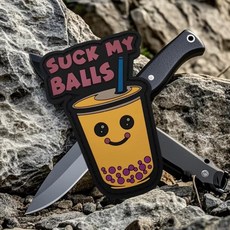 Bubble Tea 재미있는 모랄 패치 - 군용 장비 배낭 오퍼레이터 야구 모자 플레이트 캐리어 및 조끼용 전술 PVC, Bubble Tea 재미있는 모랄 패치 - 군용 장비,
