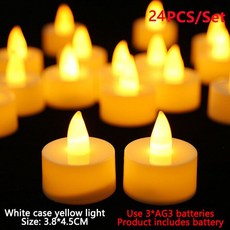 인테리어캔들 창의적 소원 LED 티 라이트 플레임리스 캔들 할로윈 크리스마스 제초 장식 24 개세트, DYellow shell