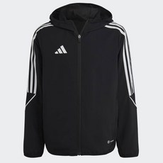 Adidas青少年防風夾克外套青少年足球外套兒童外出服換季春季推薦防風夾克 黑色