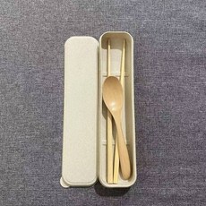 裝便攜筷子勺子套裝木質上班族筷子單人餐具學生收納盒餐具三件套, 短款16cm荷木勺筷盒3件套, 1個