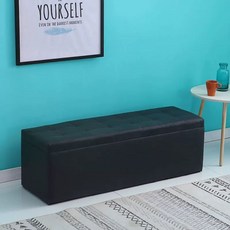 수납의자 화장대스툴 소파 리빙 회색(가죽) 120x40(수납) 긴의자 밝은 스툴 박스 벤치, V. 검은색 가죽