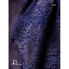 패브릭원단 가을과 겨울 의류 섬유로 만든 추상 불규칙한 입체 곡물 패턴 자카드 질감 직물, black-blue, 1개