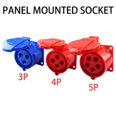 PPP 산업용 플러그 소켓 방수 커넥터 IP44 3핀 4핀 5 핀 16A 32A 전기 연결 벽 마운트, 4P, Panel Mounted Socked