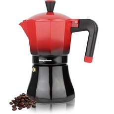 MAGEFESA Tradicional 6컵 스토브탑 에스프레소 메이커 - 이탈리아 모카 포트 - 인덕션 호환 - 스테인리스 스틸 및 알루미늄 - 쿨 터치 핸들 - 친환경 커피