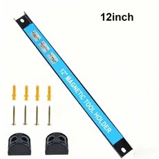 마그네틱 홀더 금속 도구 오거나이저 바 긴 스트립 차고 워크샵 하드웨어 보관 복원 창고 랙 공장, [02] with connector-1PCS, [02] 12 inches, 1개