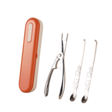 天使網購 304不鏽鋼吃蟹工具組 (剪刀/蟹鉗/蟹針/蟹夾/蟹叉) 吃蟹神器 輕鬆享受美味蟹宴, 橙色, 1個