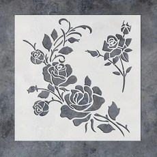 벽 예술 가구 그림 장미 스텐실 꽃 템플릿, 스텐실 도안 DIY 벽 예술 및 가구 그림을 위한 재사, 1개