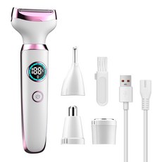 多合一女士剃毛器修眉刀鼻毛修剪器多功能套裝全身可用私處脫毛器, 1個, 白色四合一:1