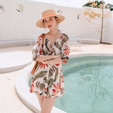 남성용 여성용 커플 수영복 세트 체형커버 슬림핏 원피스 비치팬츠