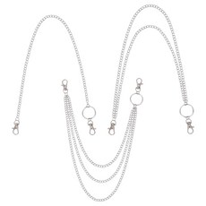 NICENEEDED 청바지용 포켓 체인 3개 금속 펑크 바이커 팬츠 체인 랍스터 클래스프 실버 청키 바지 레이어드 체인 스트리트웨어 힙합 액세서리 남성 여성용, NICENEEDED 청바지용 포켓 체인 3개, 금속 펑