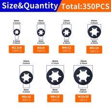 M3-M12 외부 서클립 자동 잠금 고정 클립 푸시 온 샤프트 베어링 스냅 링 와셔 키트 블랙 65MN 스틸 박스, 01 Black, 01 Black