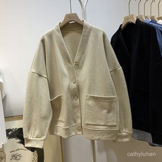 XPNM 優選大碼開衫男 秋冬慵懶風 V領外套 男女胖MM 加肥特大碼 150公斤 寬鬆炸街 開衫長袖衛衣