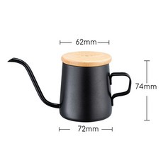 YOLO 掛耳咖啡手沖壺，尖嘴細口不鏽鋼長嘴滴漏式咖啡壺，家用手沖咖啡神器, 250ml 標柄 黑色+木蓋, 1個