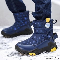 促銷 日本代購 雪靴兒童雪地靴男童加絨皮毛一體防水防滑冬季加絨保暖中大童棉鞋冰爪