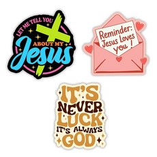 세트 3피스 Let Me Tell You About My Jesus Reminder Jesus Loves You It's Never Luck Always God 스티커 기독, Style 1